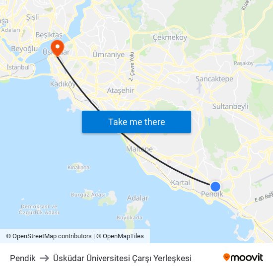 Pendik to Üsküdar Üniversitesi Çarşı Yerleşkesi map