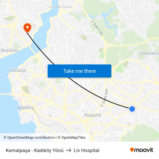 Kemalpaşa - Kadıköy Yönü to Liv Hospital map