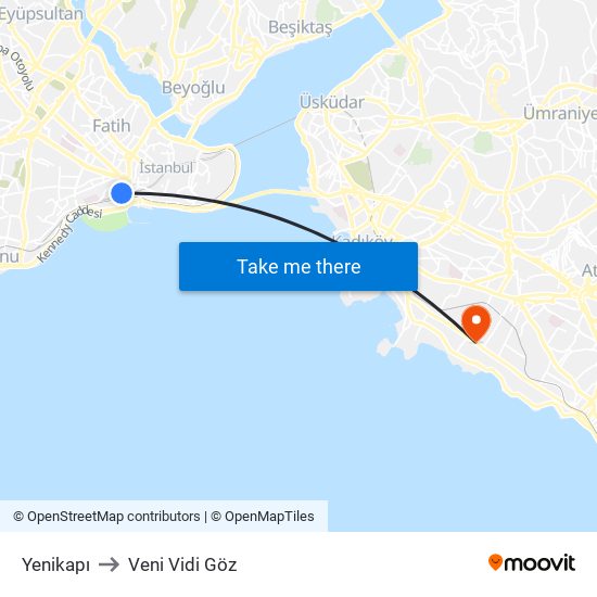 Yenikapı to Veni Vidi Göz map