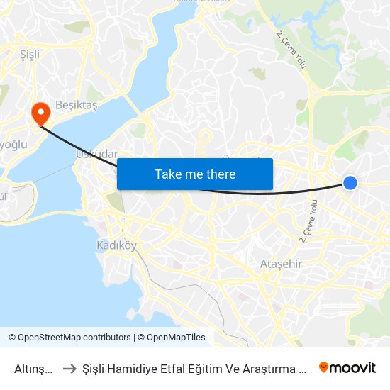 Altınşehir to Şişli Hamidiye Etfal Eğitim Ve Araştırma Hastanesi map