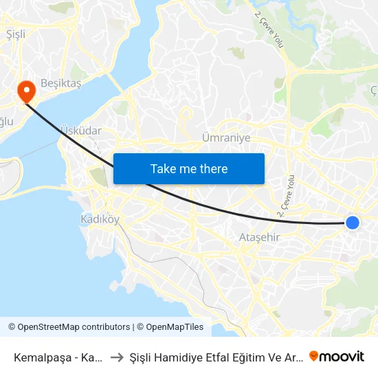Kemalpaşa - Kadıköy Yönü to Şişli Hamidiye Etfal Eğitim Ve Araştırma Hastanesi map