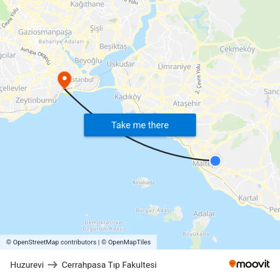 Huzurevi to Cerrahpasa Tıp Fakultesi map