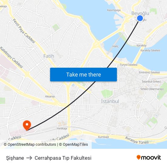 Şişhane to Cerrahpasa Tıp Fakultesi map