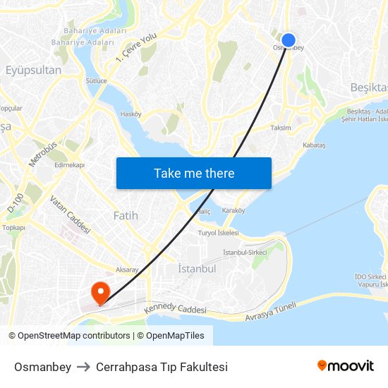 Osmanbey to Cerrahpasa Tıp Fakultesi map