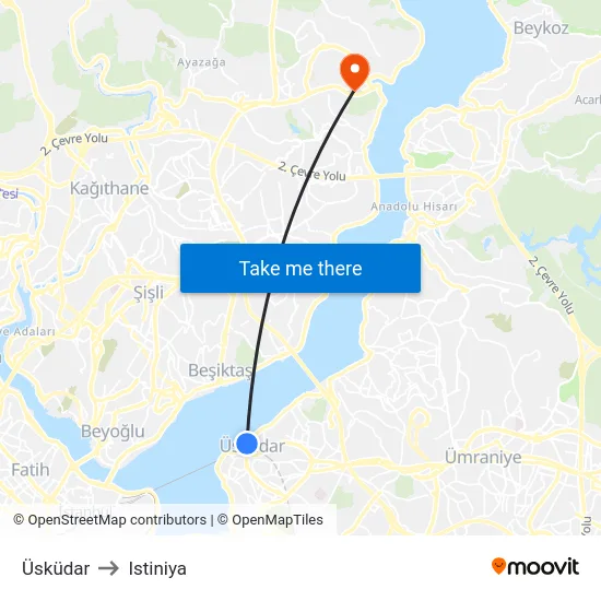Üsküdar to Istiniya map