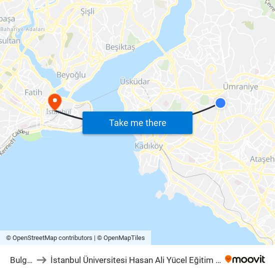 Bulgurlu to İstanbul Üniversitesi Hasan Ali Yücel Eğitim Fakültesi A Block map