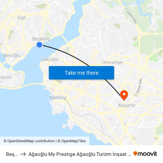 Beşiktaş to Ağaoğlu My Prestıge Ağaoğlu Turizm İnşaat Anonim Şirket Helikopter Pisti map