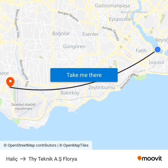 Haliç to Thy Teknik A.Ş Florya map