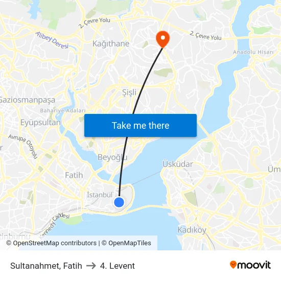 Sultanahmet, Fatih to 4. Levent map