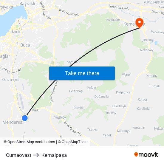 Cumaovası to Kemalpaşa map