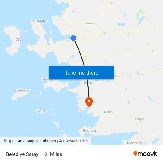 Belediye Sarayı to Milas map