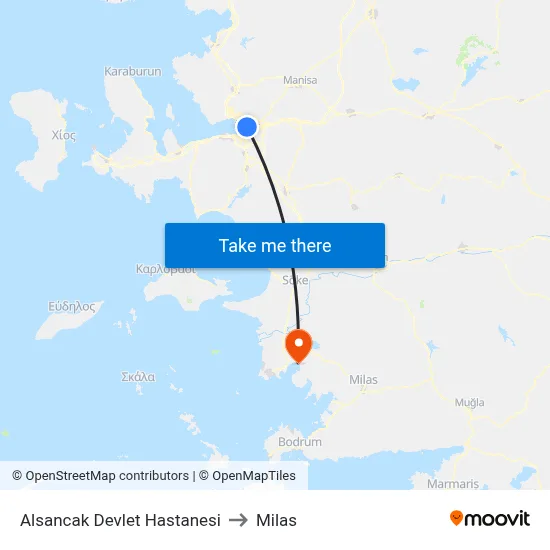 Alsancak Devlet Hastanesi to Milas map