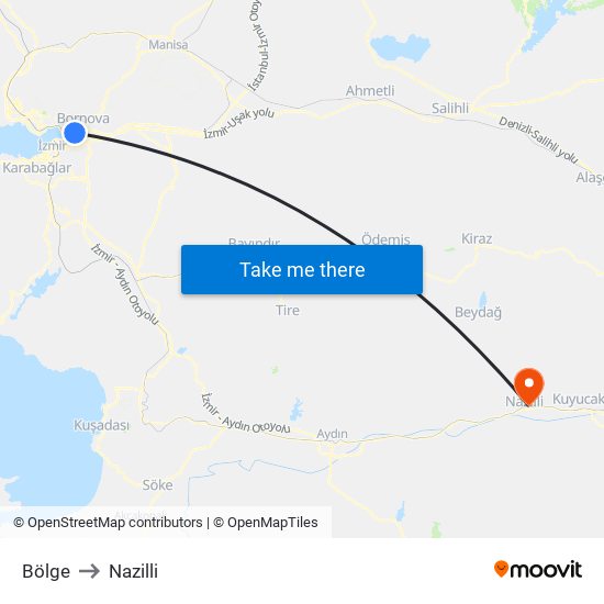 Bölge to Nazilli map