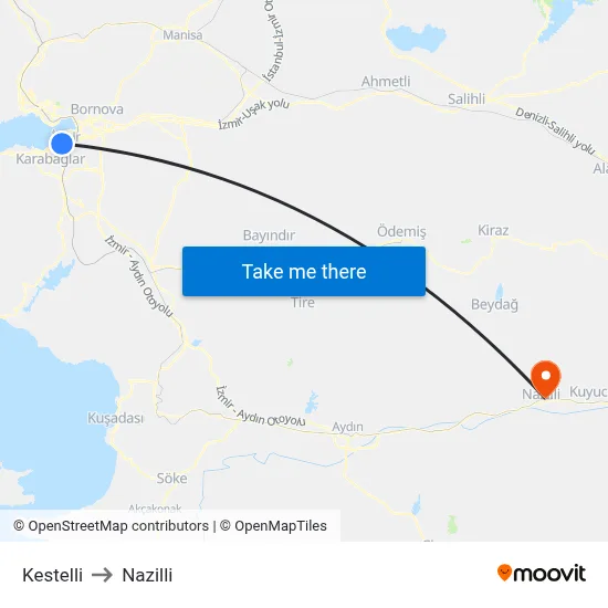 Kestelli to Nazilli map