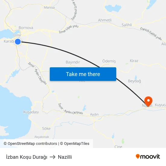 İzban Koşu Durağı to Nazilli map