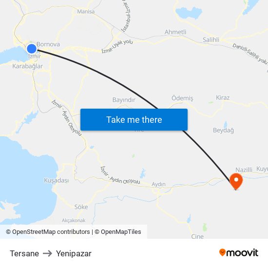 Tersane to Yenipazar map