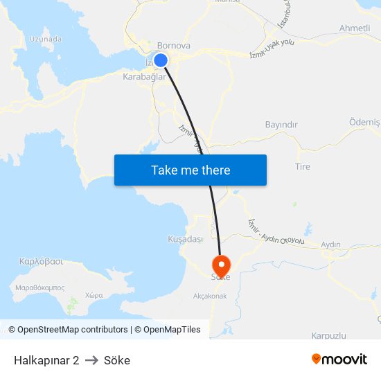 Halkapınar 2 to Söke map