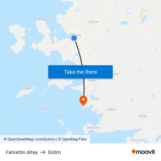 Fahrettin Altay to Didim map