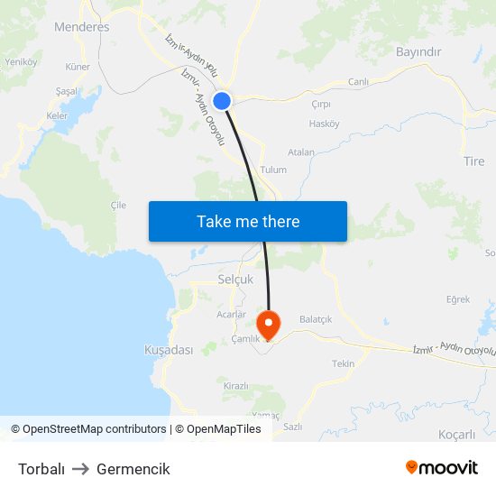 Torbalı to Germencik map