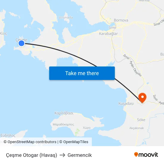 Çeşme Otogar (Havaş) to Germencik map