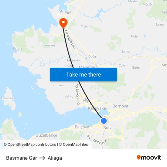 Basmane Gar to Aliaga map