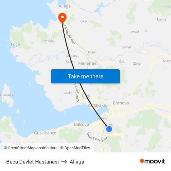 Buca Devlet Hastanesi to Aliaga map