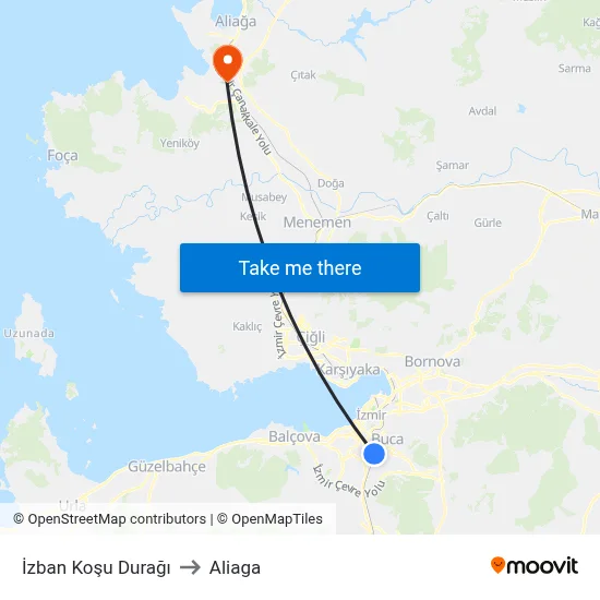 İzban Koşu Durağı to Aliaga map
