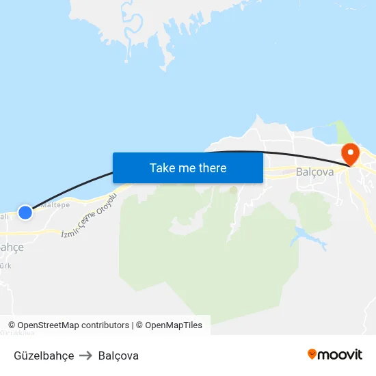 Güzelbahçe to Balçova map