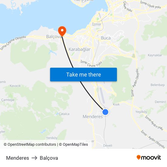 Menderes to Balçova map