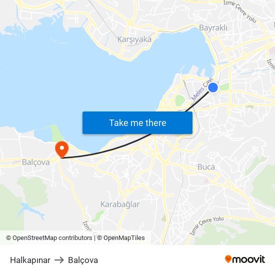 Halkapınar to Balçova map