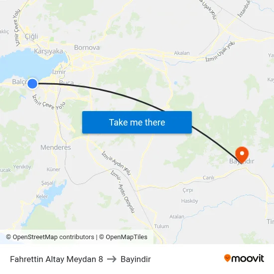 Fahrettin Altay Meydan 8 to Bayindir map
