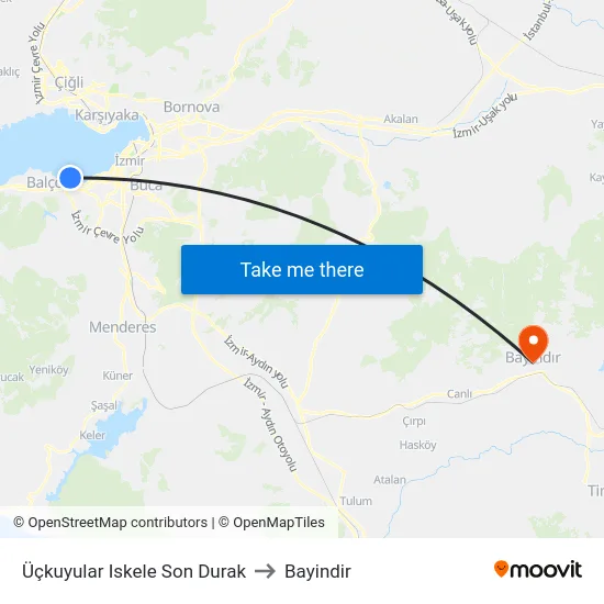Üçkuyular iskele Son Durak to Bayindir map