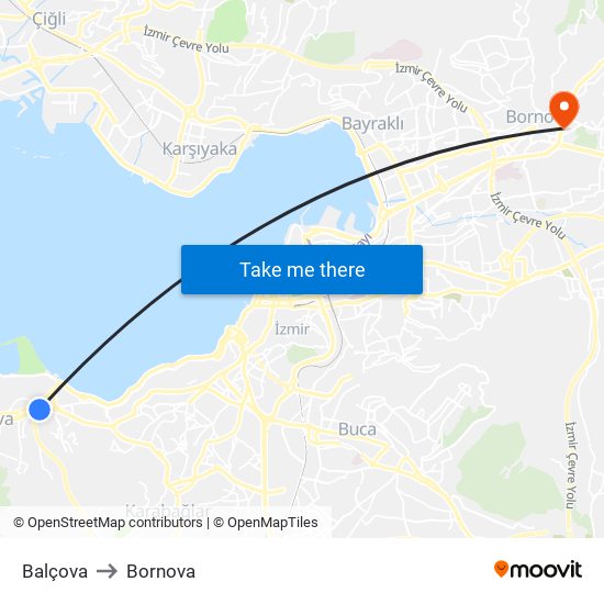 Balçova to Bornova map