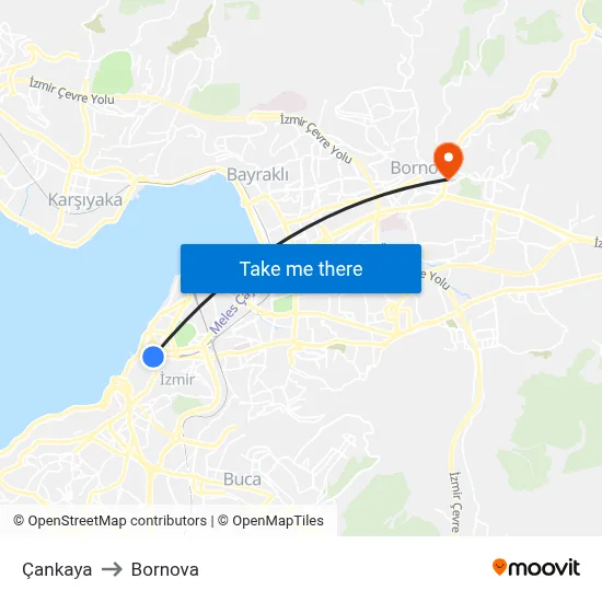 Çankaya to Bornova map