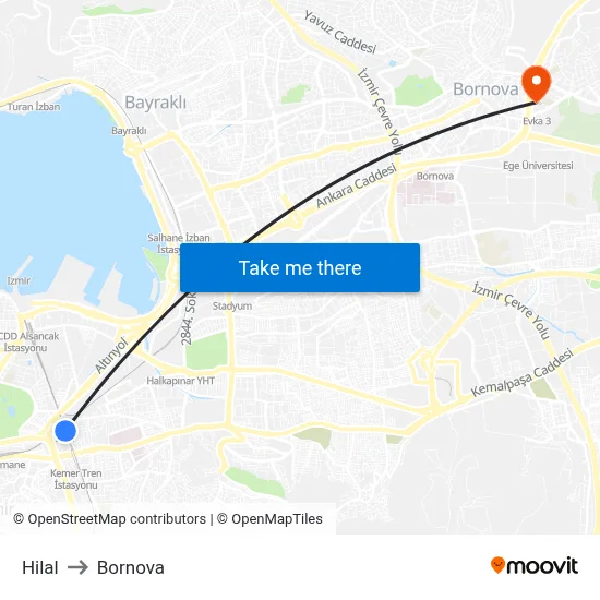 Hilal to Bornova map