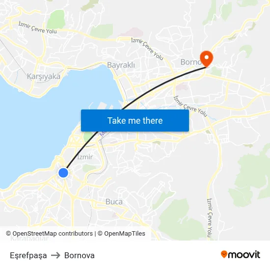 Eşrefpaşa to Bornova map