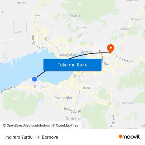 İnciraltı Yurdu to Bornova map