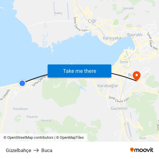 Güzelbahçe to Buca map