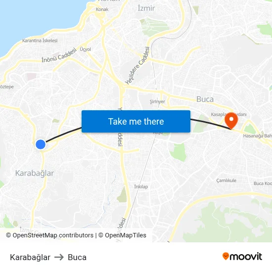 Karabağlar to Buca map