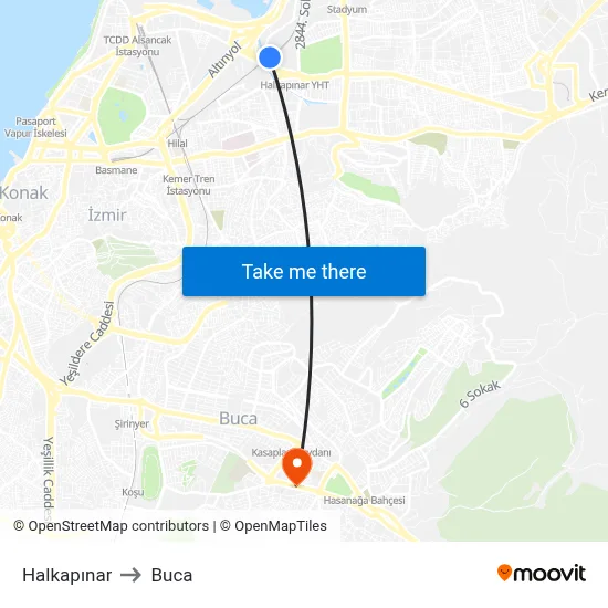 Halkapınar to Buca map