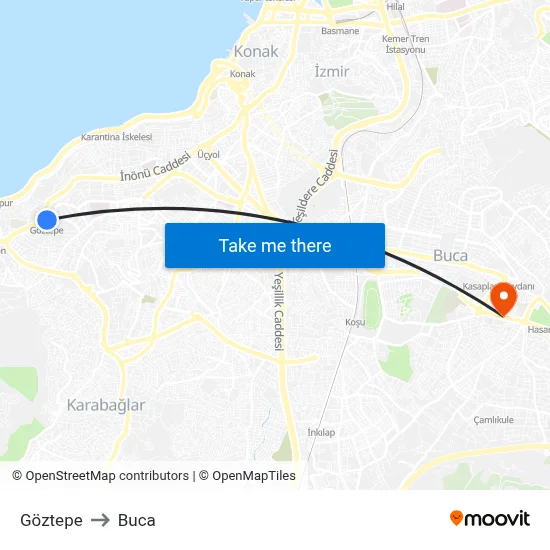 Göztepe to Buca map