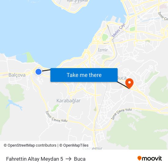 Fahrettin Altay Meydan 5 to Buca map