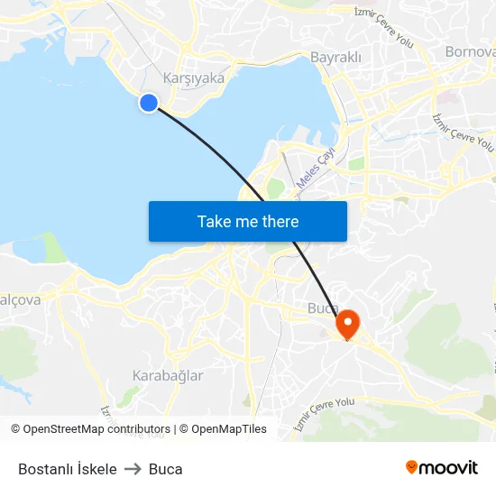 Bostanlı İskele to Buca map