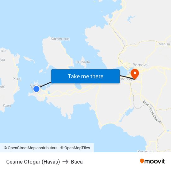 Çeşme Otogar (Havaş) to Buca map
