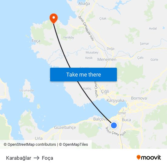 Karabağlar to Foça map