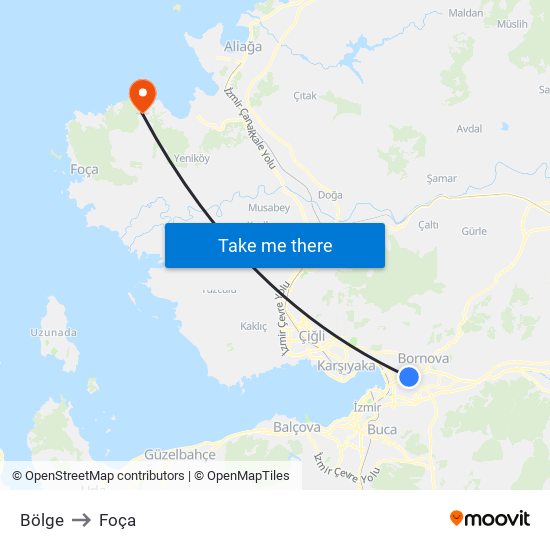 Bölge to Foça map