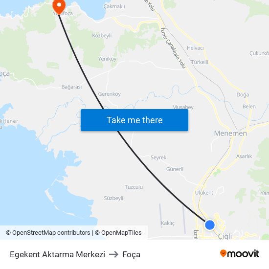 Egekent Aktarma Merkezi to Foça map