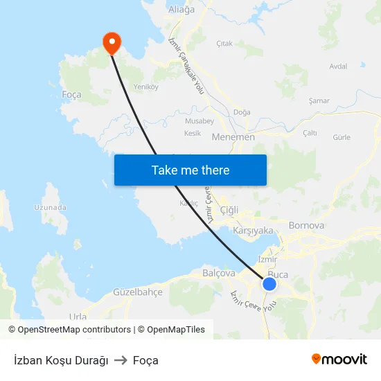 İzban Koşu Durağı to Foça map