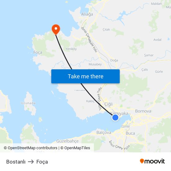 Bostanlı to Foça map