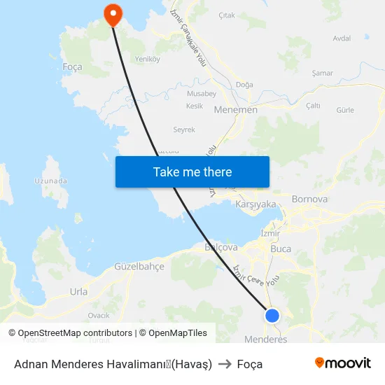 Adnan Menderes Havalimanı✈(Havaş) to Foça map